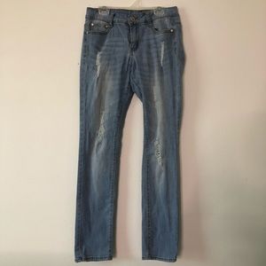 Low rise straight leg jeans size 9 distressed